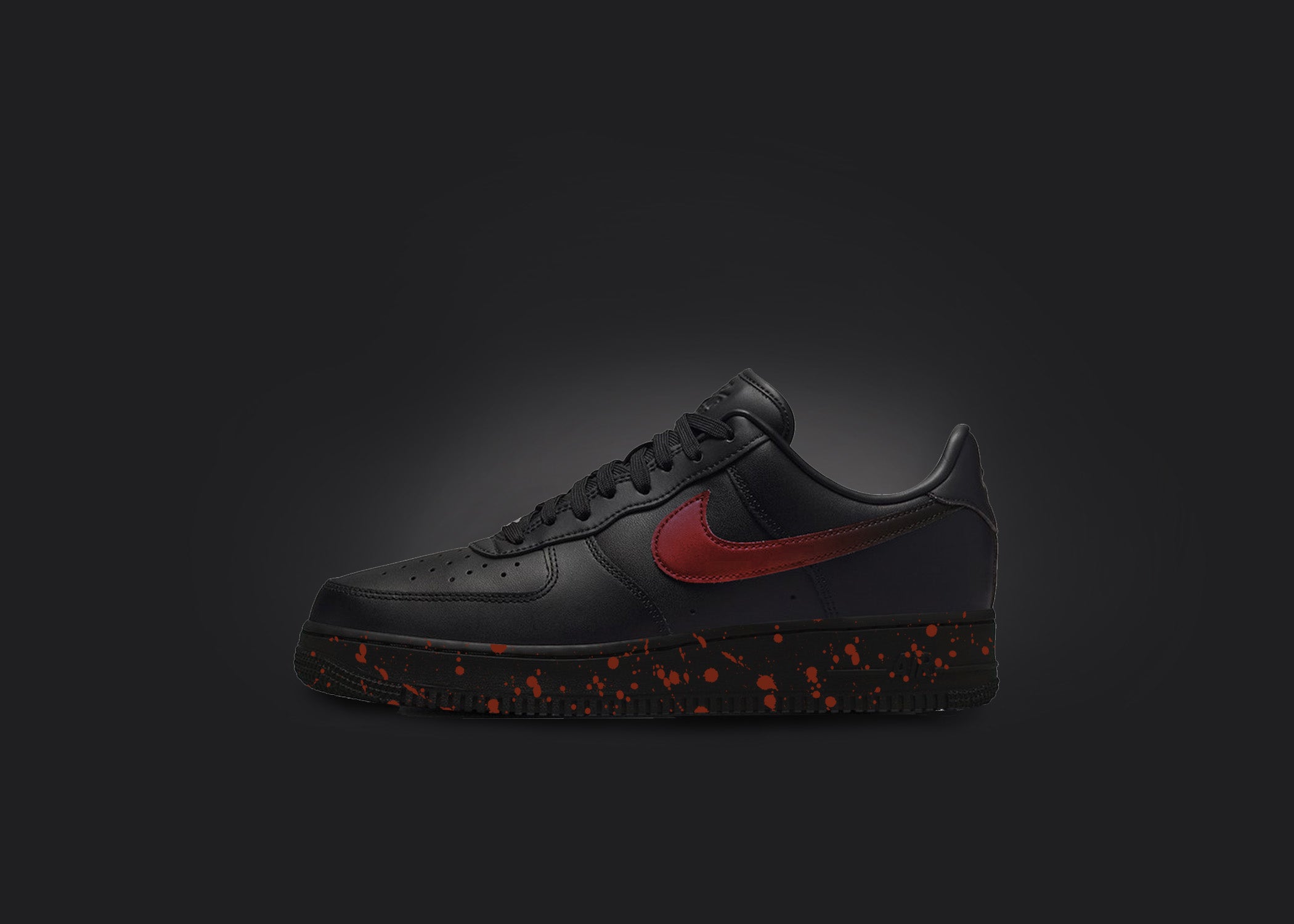 Red Splatter Air Force 1s: Custom Design by Woke Customs