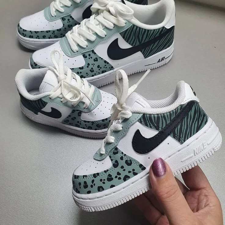 Matching custom hand-painted Nike Air Force 1s for mom and baby, by Wokecustoms