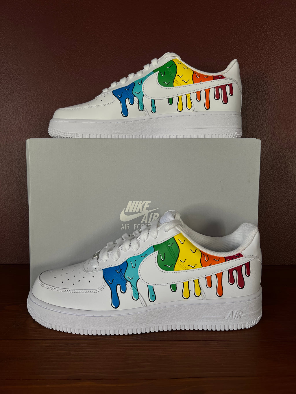 Color Drip - Custom Air Force 1s, hand-painted custom sneaker by Wokecustoms