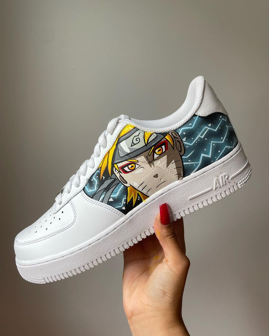 Sasuke & Naruto - Custom Nike Air Force 1s, hand-painted by Wokecustoms