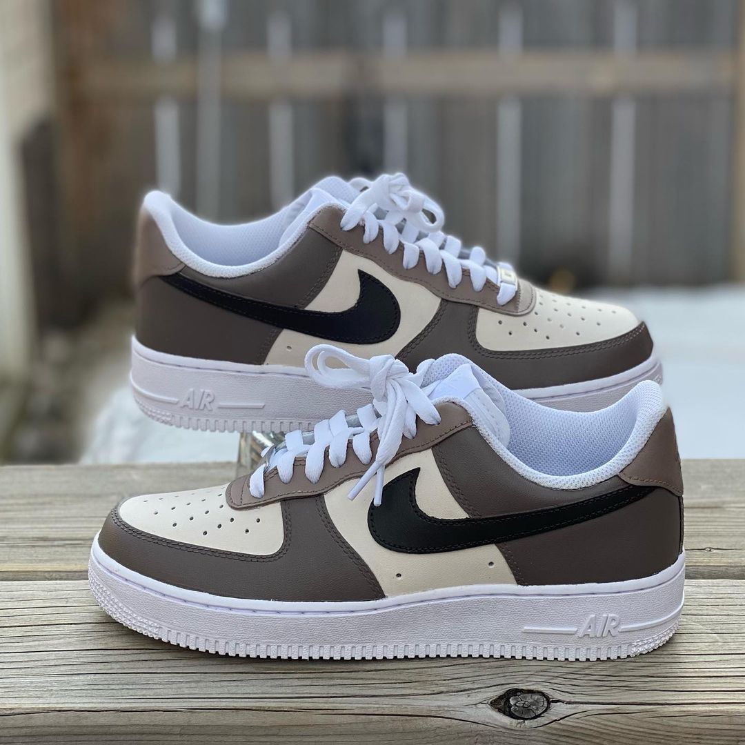 Mocha Brown - Custom Nike Air Force 1s, hand-painted by Wokecustoms