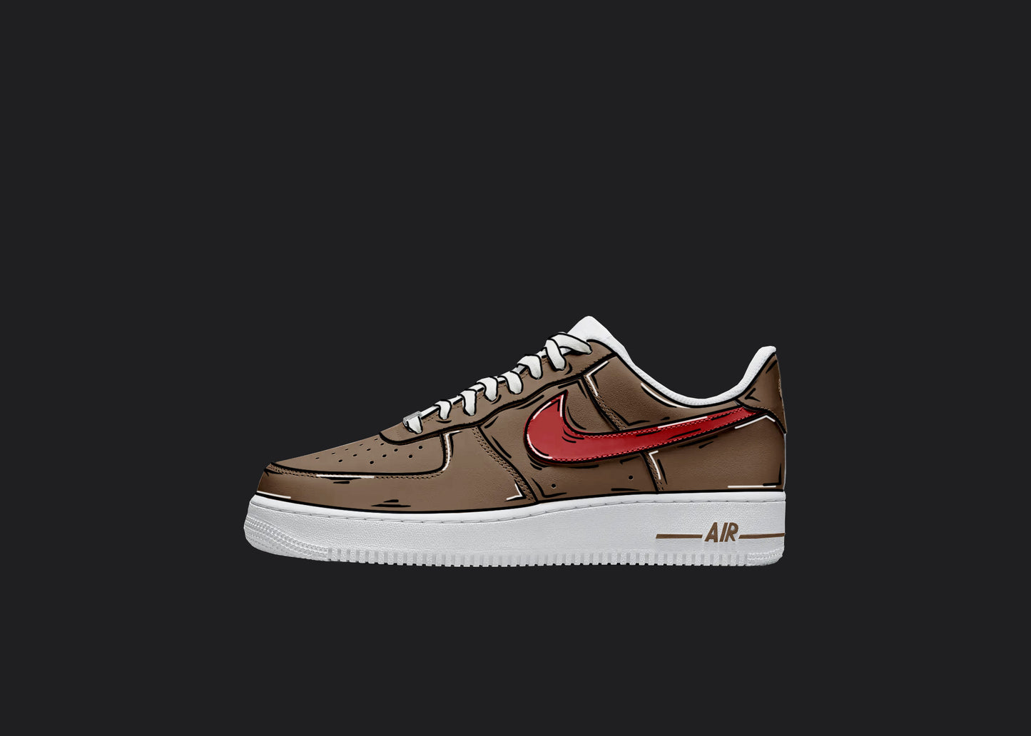 brown and red cartoon designed nike air force 1 custom sneakers 