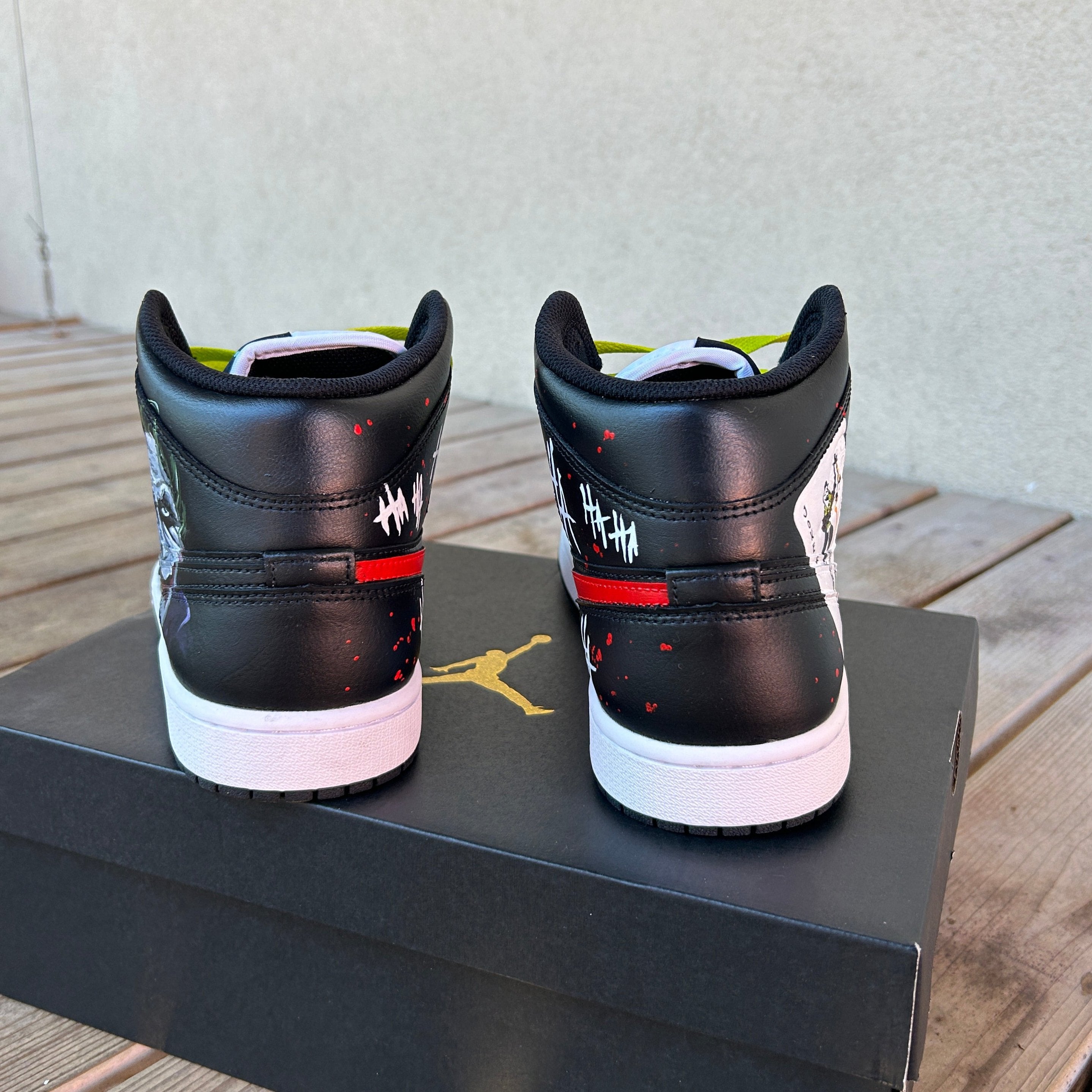 "Why So Serious" - Custom Air Jordan 1 Mid, hand-painted by Wokecustoms