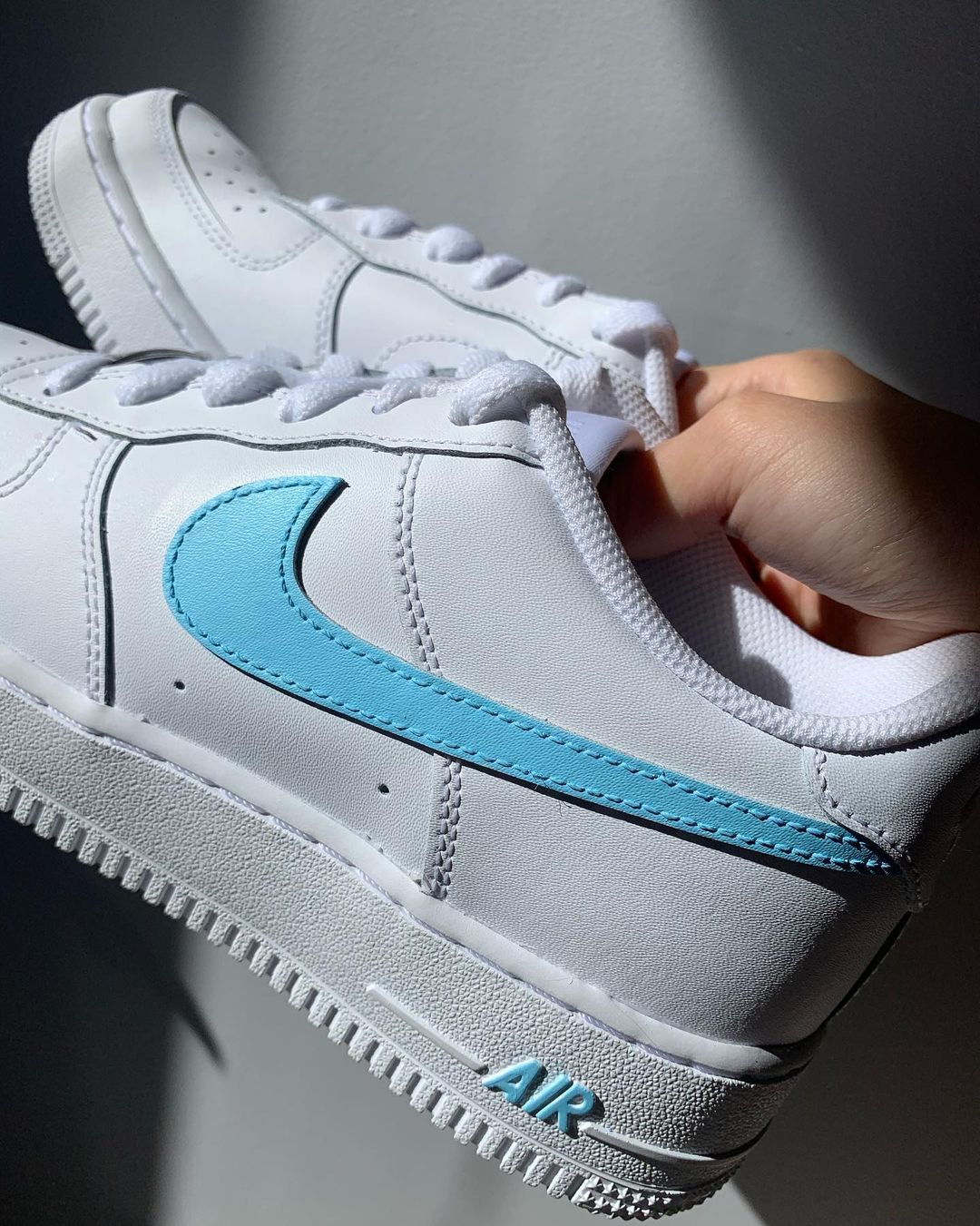 Simply Blue - Custom Nike Air Force 1s, hand-painted by Wokecustoms