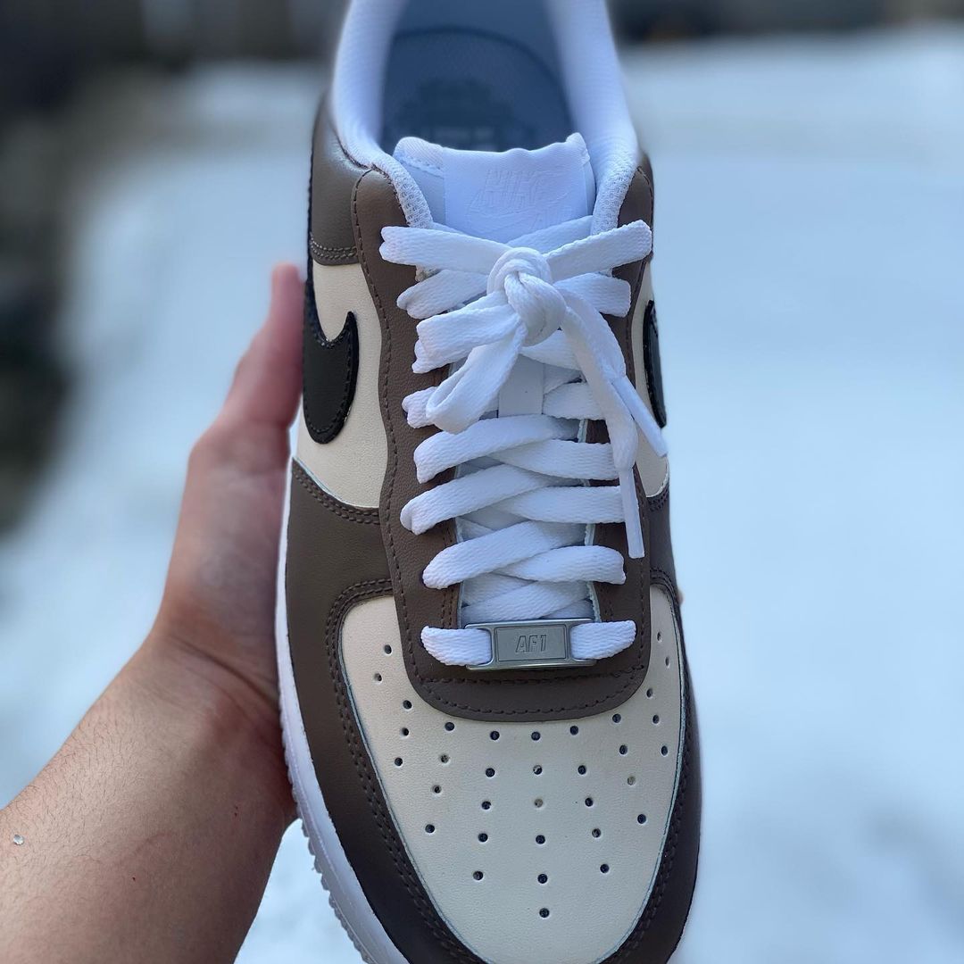 Mocha Brown - Custom Nike Air Force 1s, hand-painted by Wokecustoms