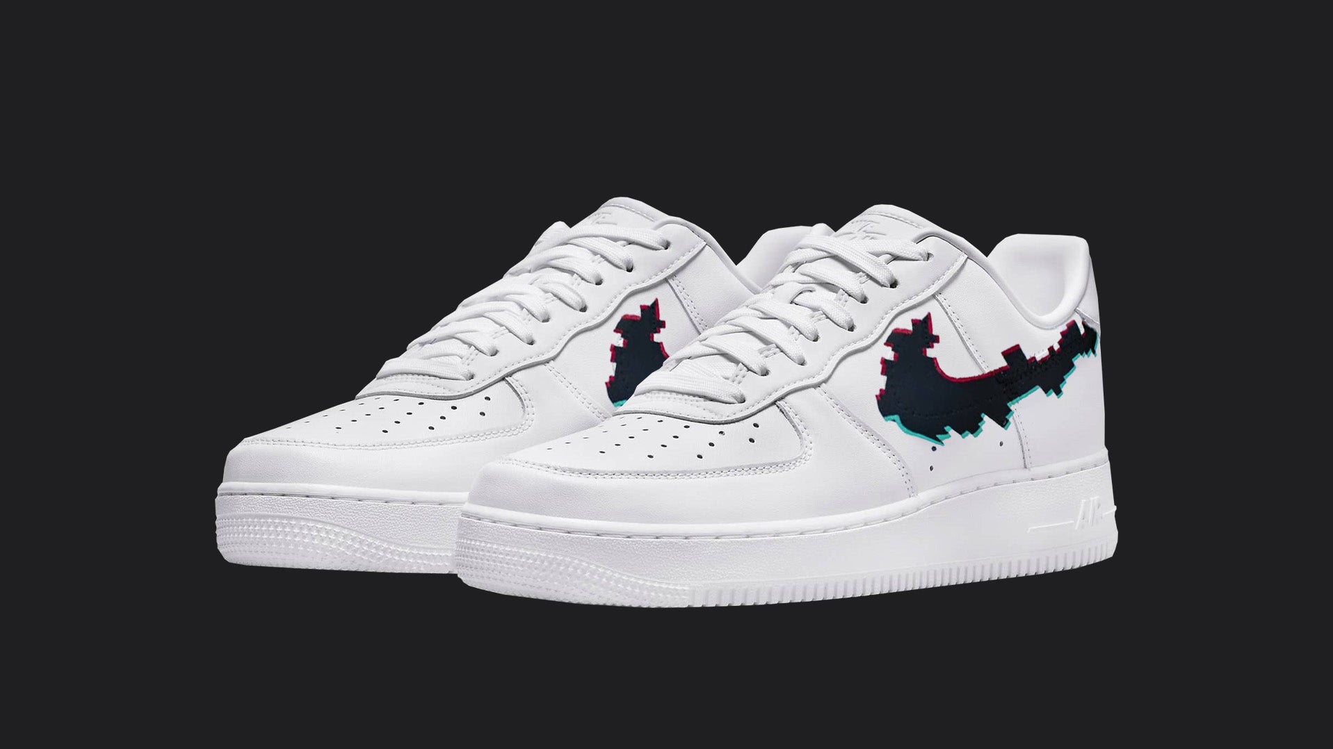 Glitched Logo - Custom Air Force 1s, hand-painted custom sneaker by Wokecustoms