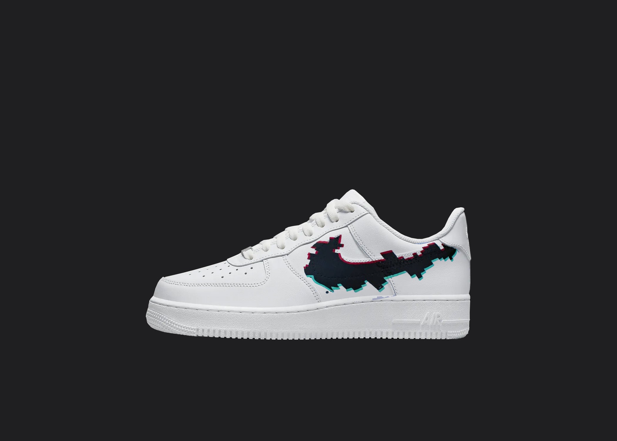 Glitched Logo - Custom Air Force 1s, hand-painted custom sneaker by Wokecustoms