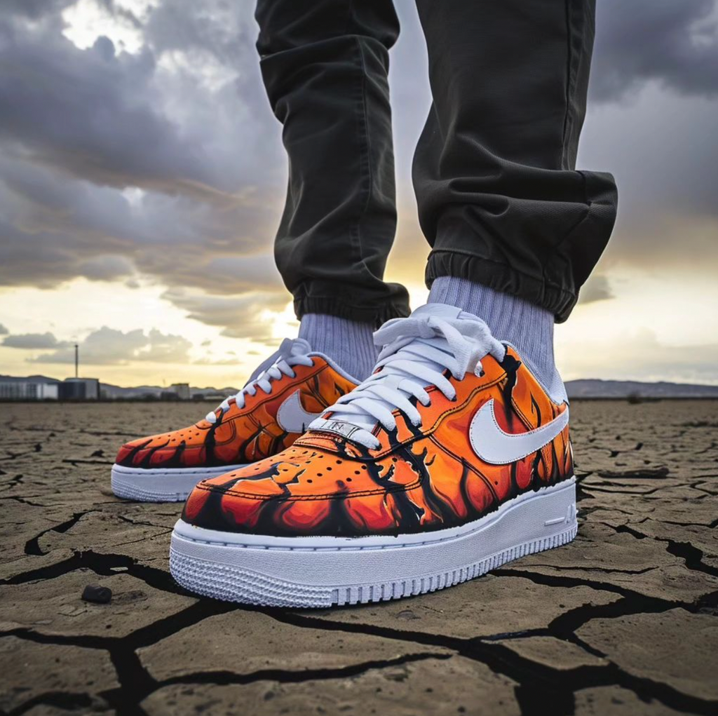Lava - Custom Air Force 1, hand-painted custom sneaker by Wokecustoms