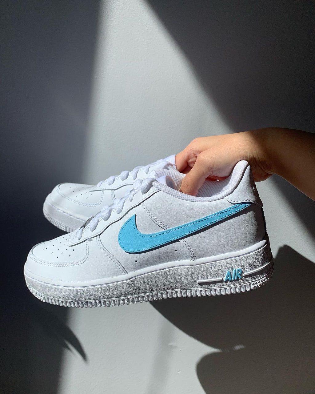 Simply Blue - Custom Nike Air Force 1s, hand-painted by Wokecustoms