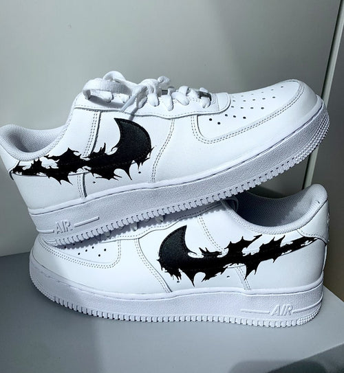 Black Bat - Custom Nike Air Force 1s, hand-painted by Wokecustoms