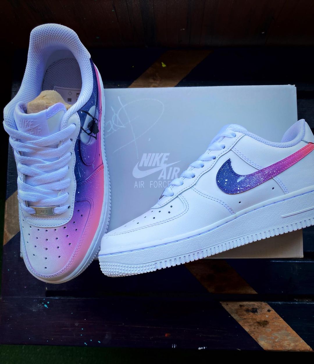 Galaxy Swing - Custom Nike Air Force 1s, hand-painted by Wokecustoms