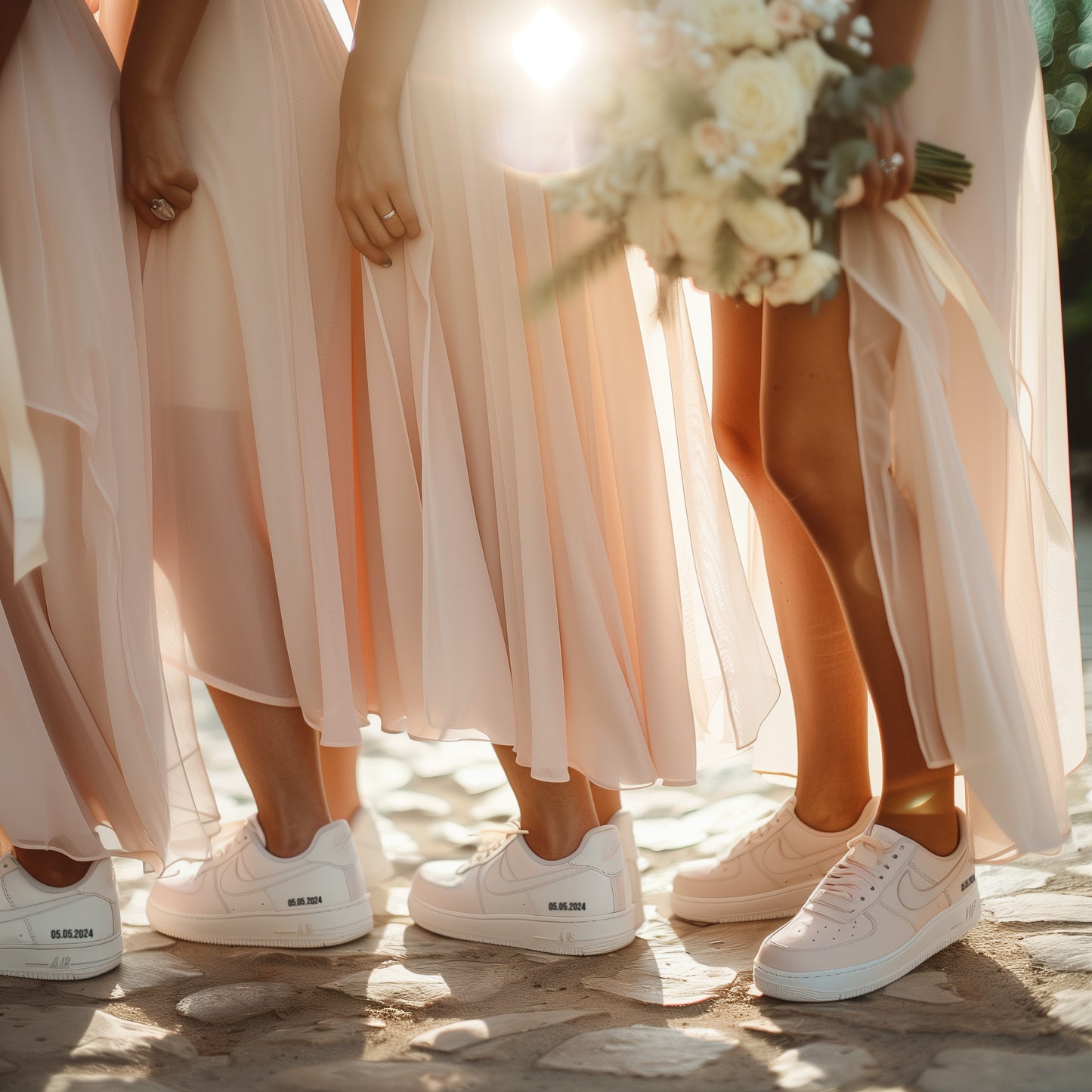 Rose gold shoes for wedding - Nike Air Force 1s