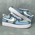 Blue Monochrome Effect - Custom Nike Air Force 1s, hand-painted by Wokecustoms