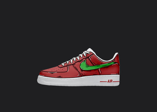 custom air force 1 red and green cartoon design all over the sneaekrs 