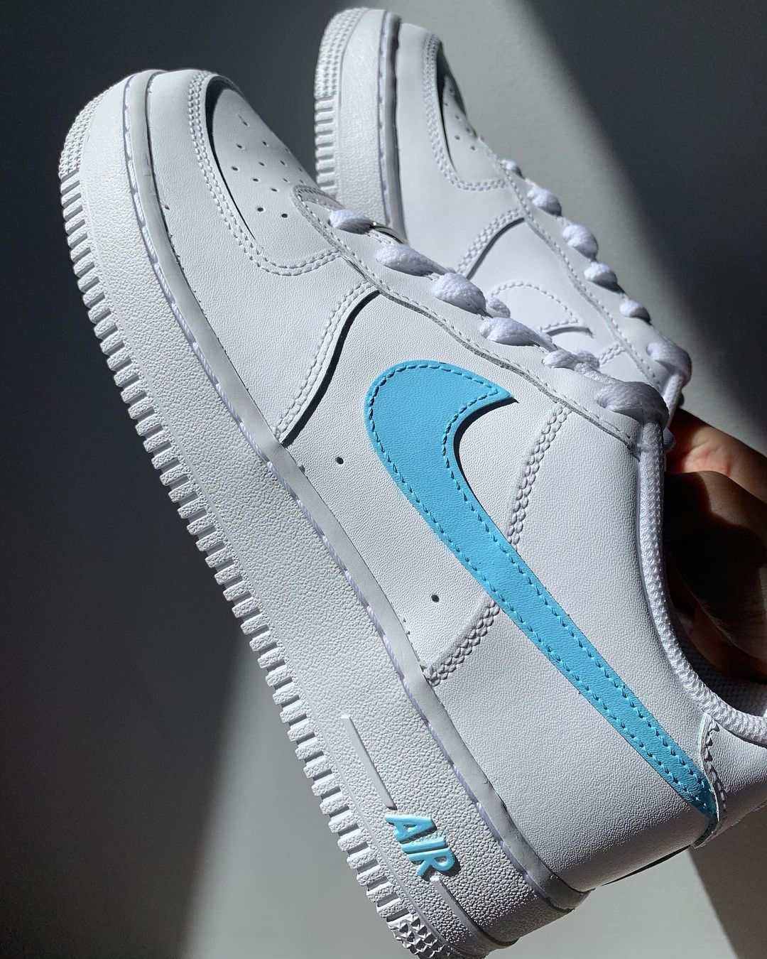 Simply Blue - Custom Nike Air Force 1s, hand-painted by Wokecustoms