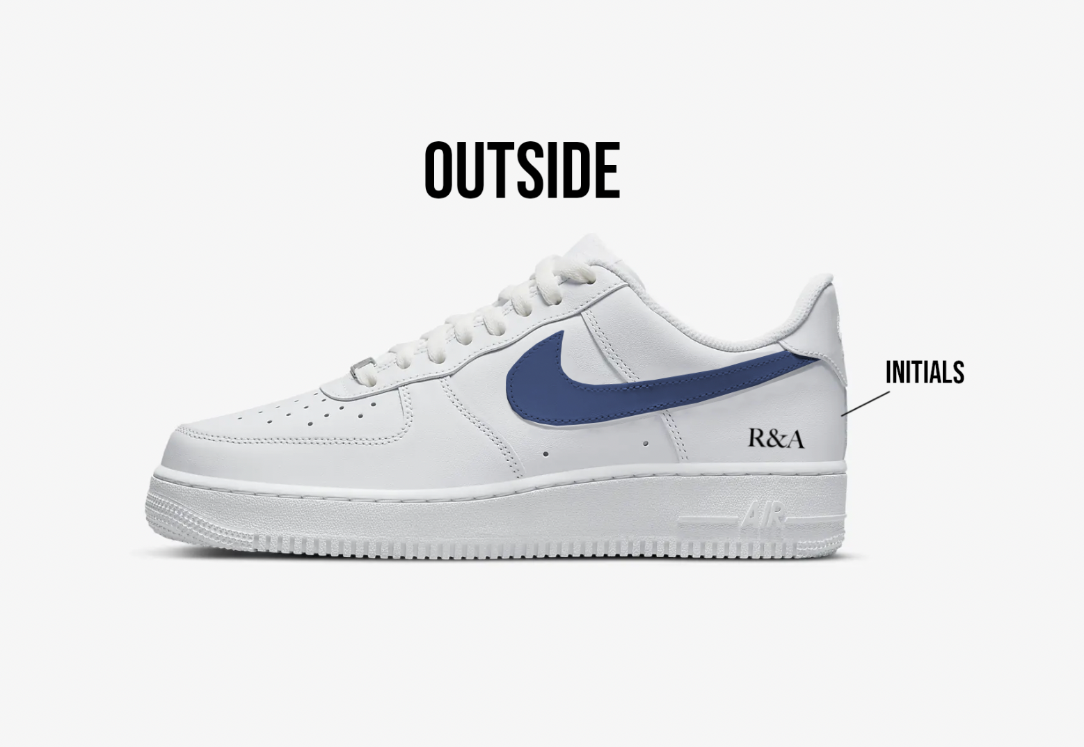 Blue Swoosh Wedding Shoes - Custom Air Force 1s, hand-painted by Wokecustoms