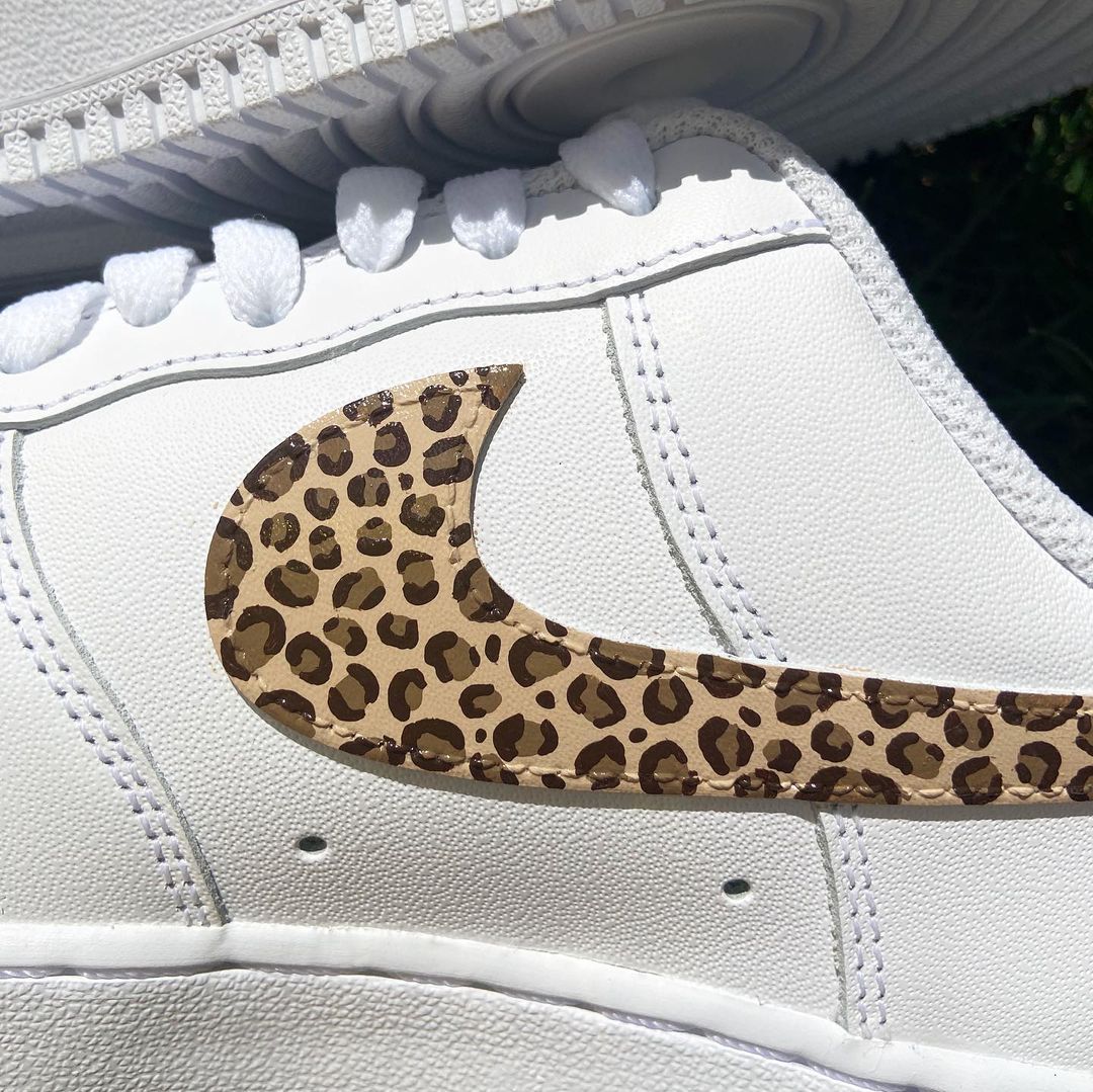 Cheetah Swoosh - Custom Nike Air Force 1s, hand-painted by Wokecustoms