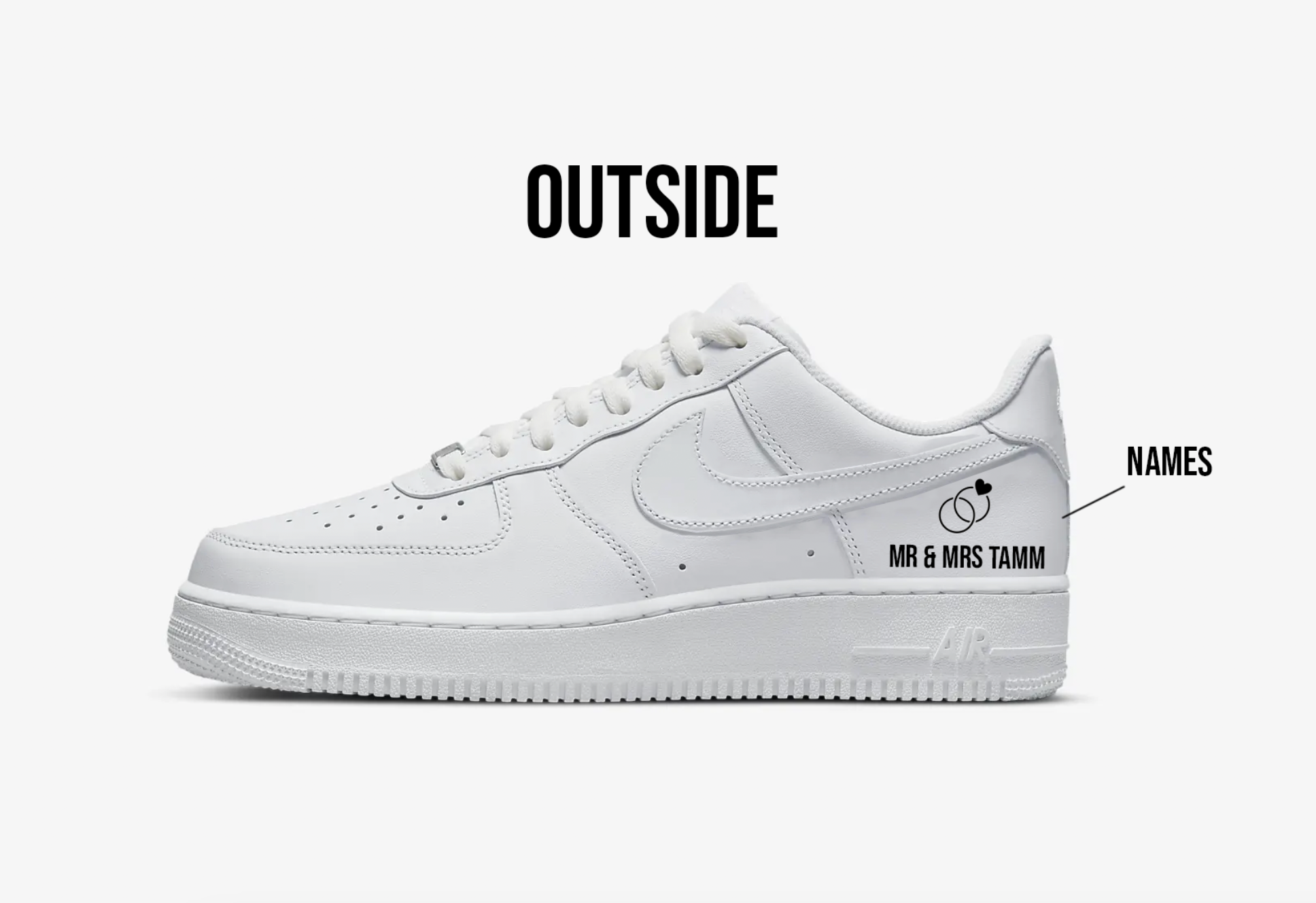 Minimal Wedding Shoes - Custom Nike Air Force 1s, hand-painted by Wokecustoms