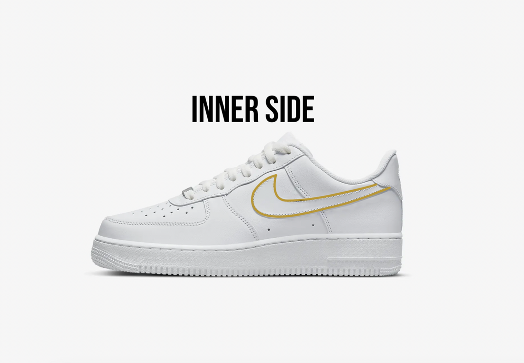 Custom Gold Wedding Shoes - Nike Air Force 1s, hand-painted by Wokecustoms