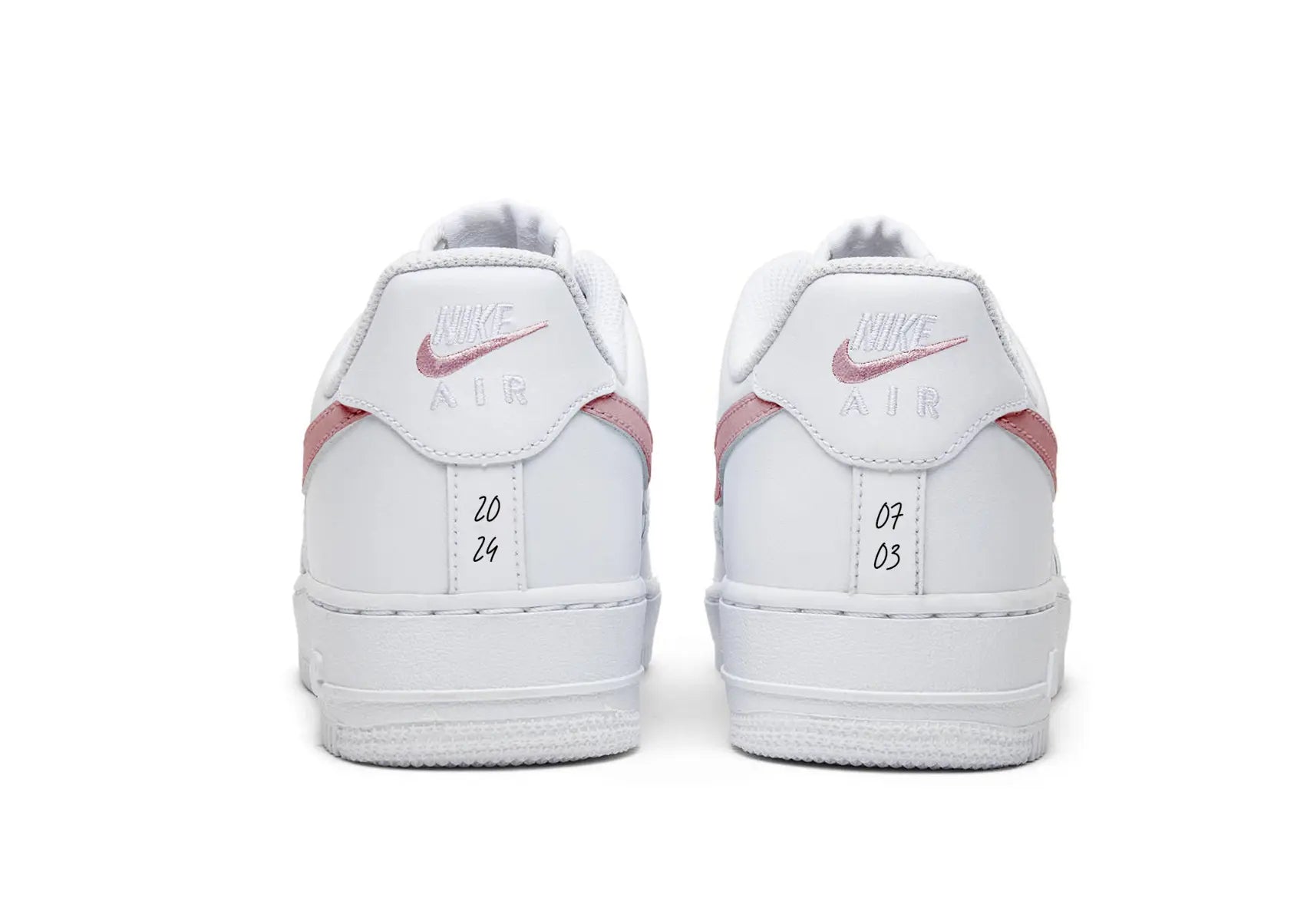 Rose Gold Wedding Shoes - Custom Nike Air Force 1s, hand-painted by Wokecustoms
