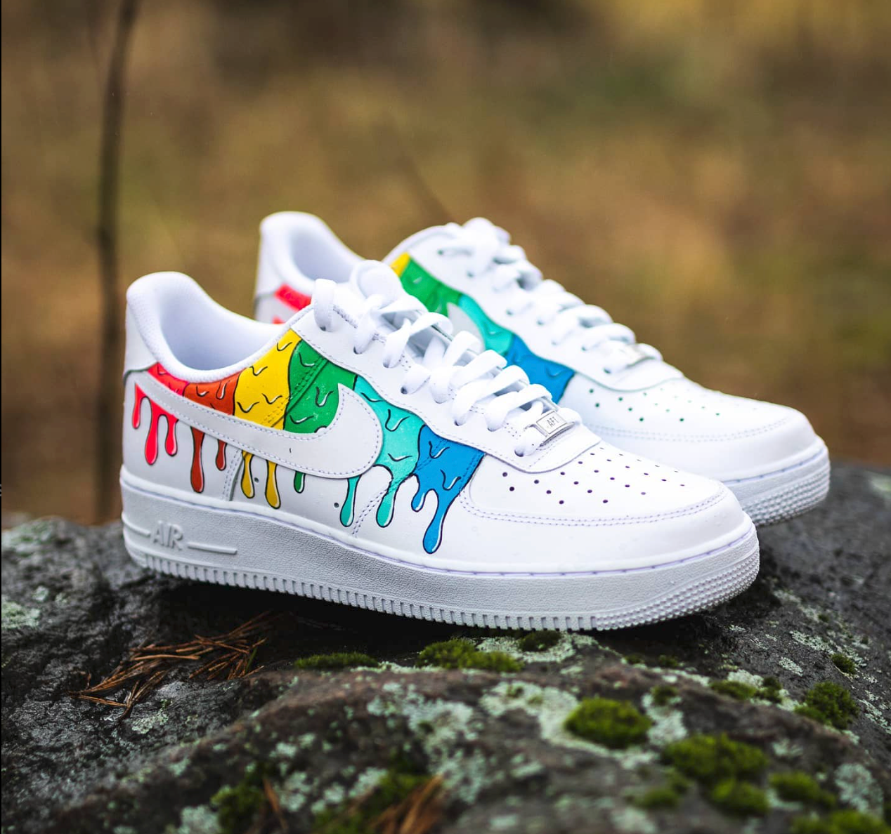 Color Drip - Custom Air Force 1s, hand-painted custom sneaker by Wokecustoms