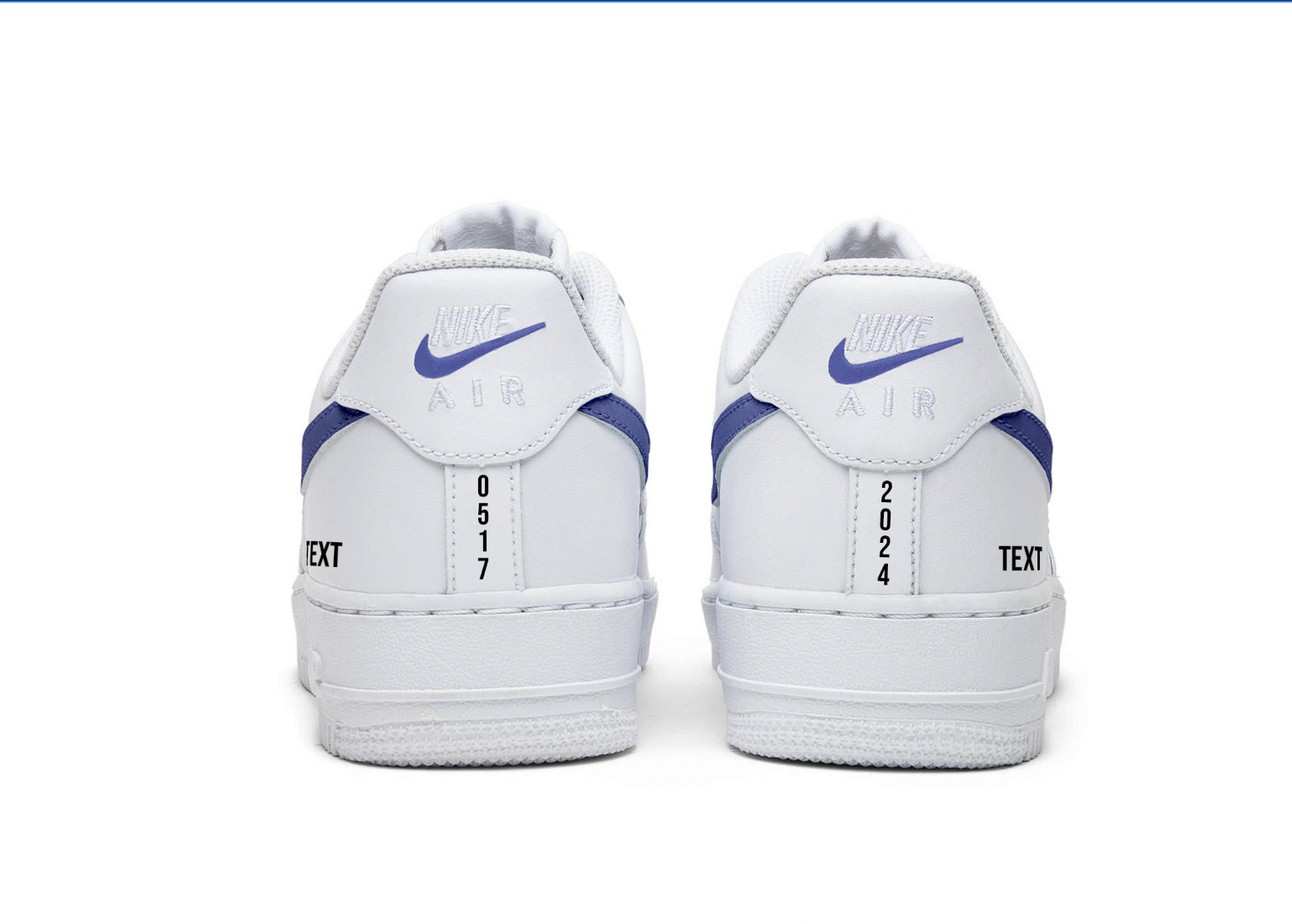 Blue Swoosh Wedding Shoes - Custom Air Force 1s, hand-painted by Wokecustoms
