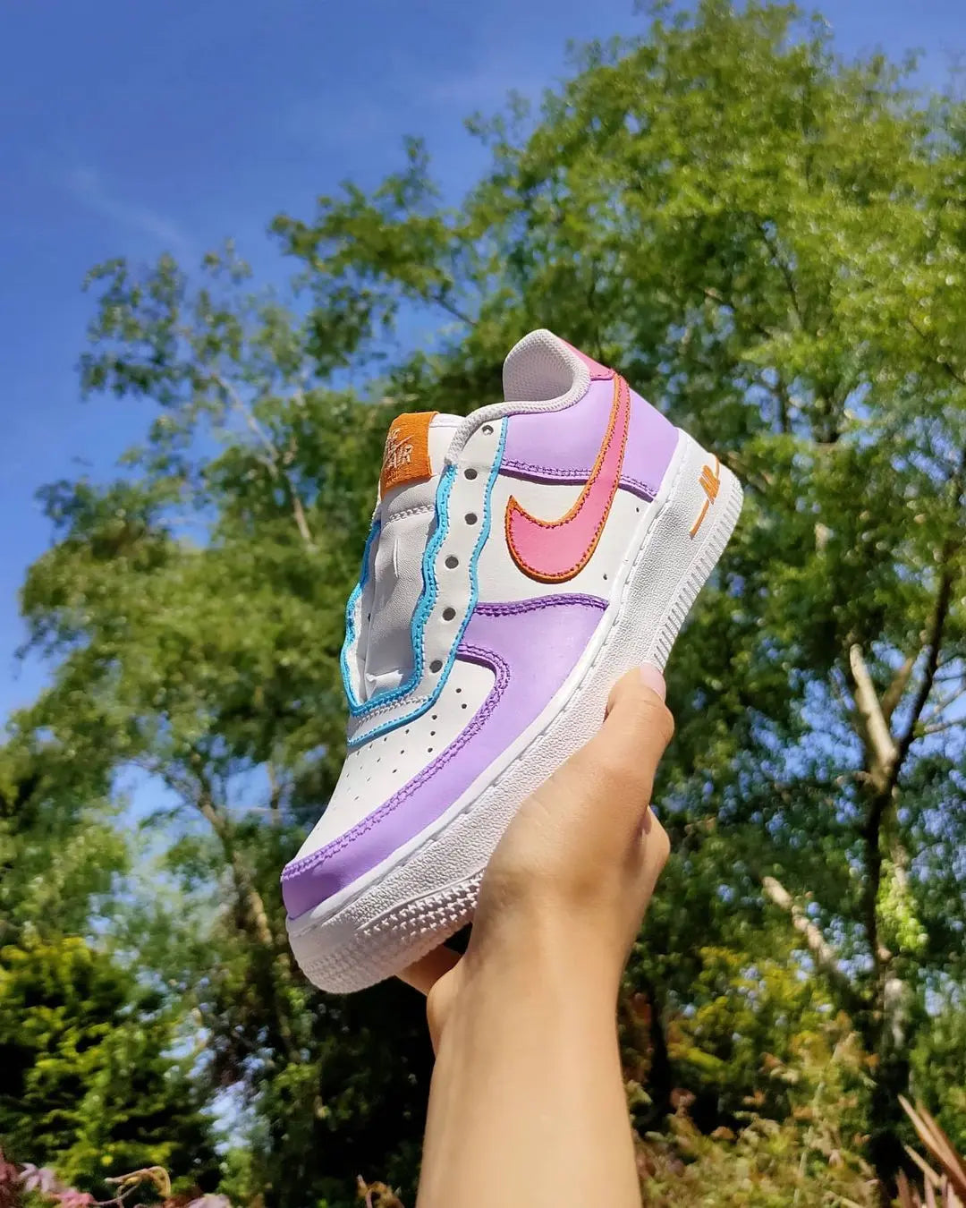 Pastel Color Mix - Custom Nike Air Force 1s, hand-painted by Wokecustoms