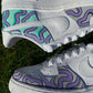 Nike Air Force 1s with a unique custom design in mint and lavender, showcasing flowing, hand-painted swirl patterns that bring a playful yet stylish aesthetic to these sneakers.
