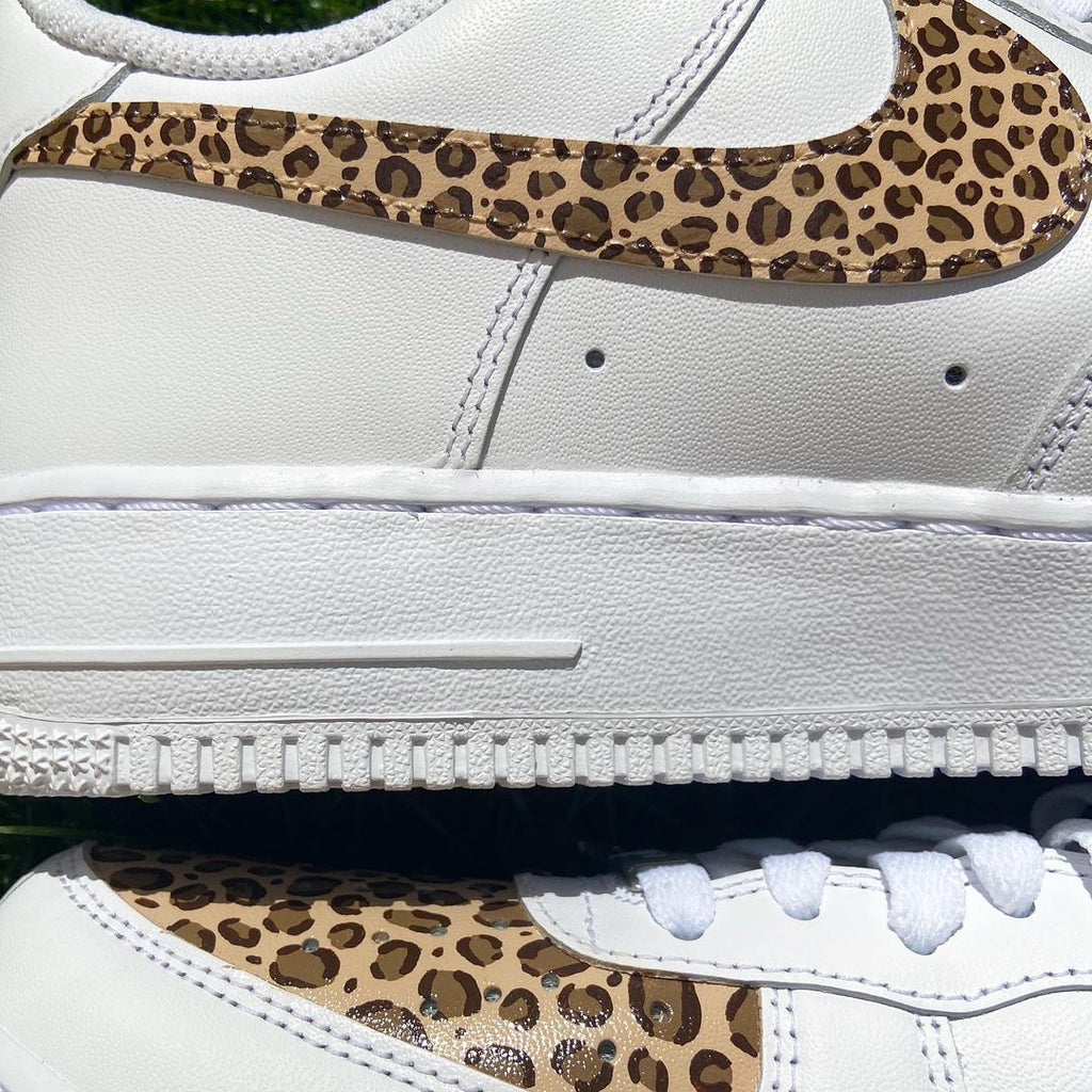 Cheetah Swoosh - Custom Nike Air Force 1s, hand-painted by Wokecustoms