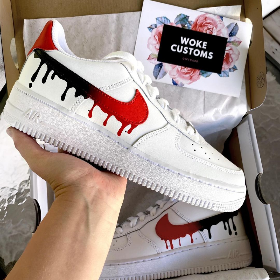 It's Dripping Red - Custom Nike Air Force 1s, hand-painted by Wokecustoms