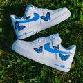 Blue Butterflies - Custom Nike Air Force 1s, hand-painted by Wokecustoms