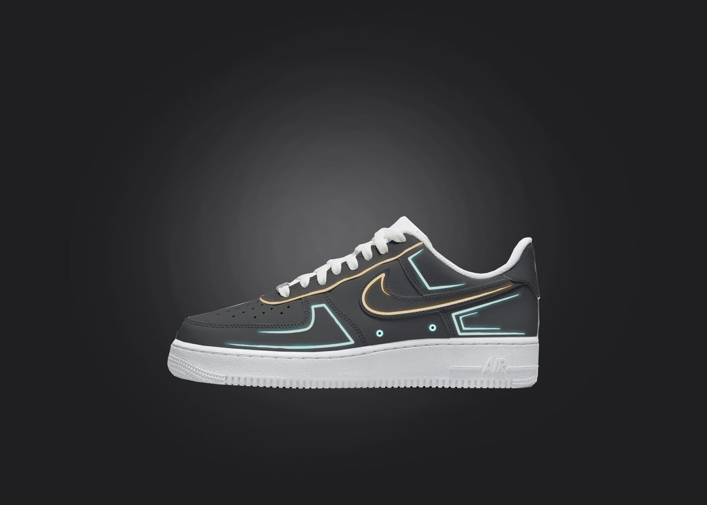 Tron Themed - Custom Air Force 1s, hand-painted custom sneaker by Wokecustoms