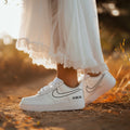Personalised Black Outline Wedding Shoes - Custom AF1s, hand-painted by Wokecustoms