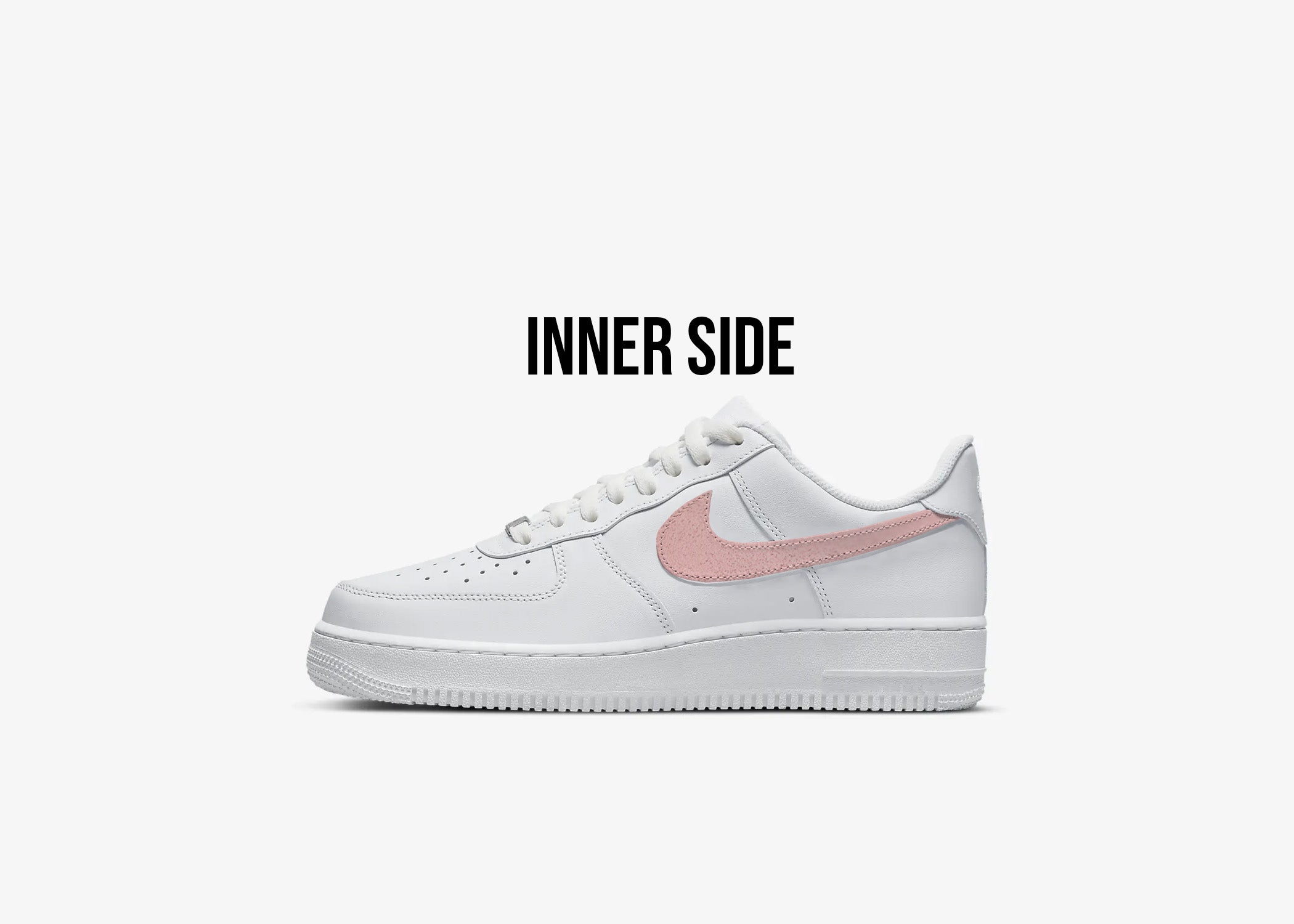 Rose Gold Wedding Shoes - Custom Nike Air Force 1s, hand-painted by Wokecustoms