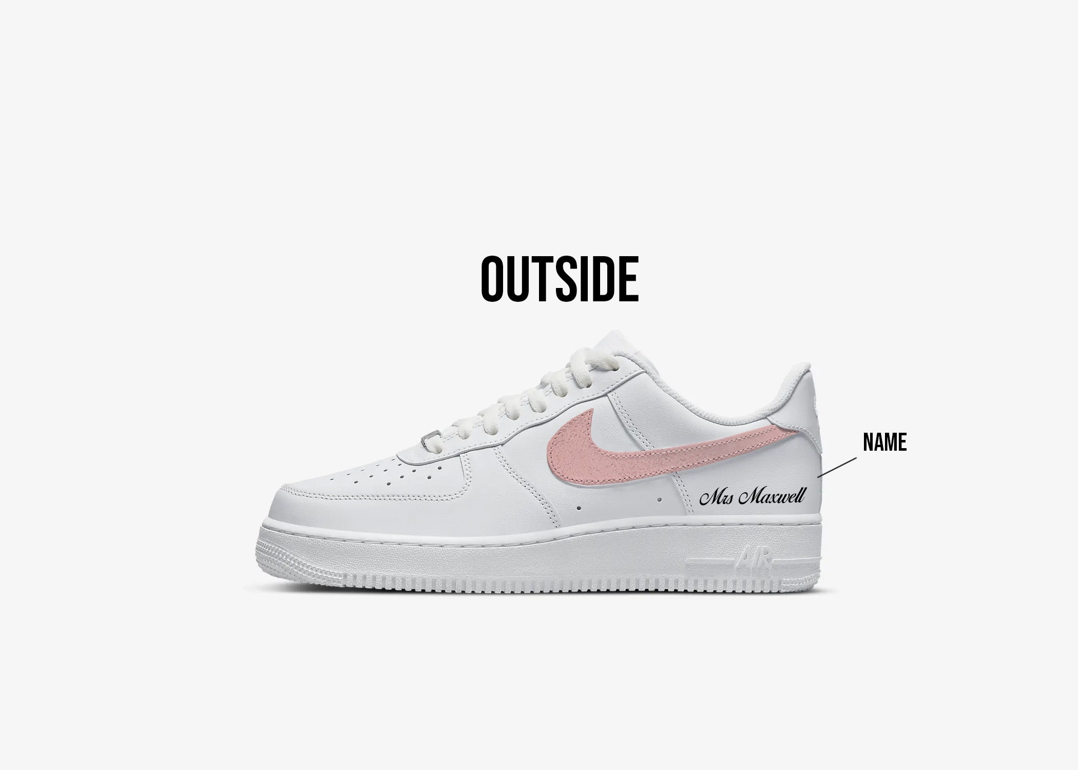 Rose Gold Wedding Shoes - Custom Nike Air Force 1s, hand-painted by Wokecustoms