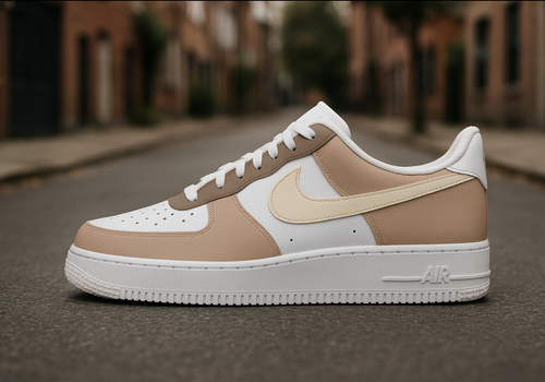 50 Shades Of Brown - Custom Air Force 1, hand-painted custom sneaker by Wokecustoms