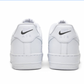 white nike air force one with black heel tab logo 