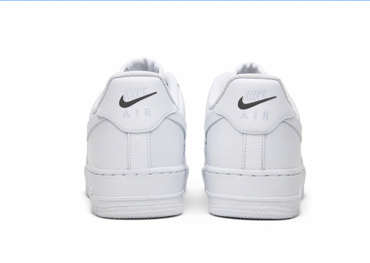 white nike air force one with black heel tab logo 