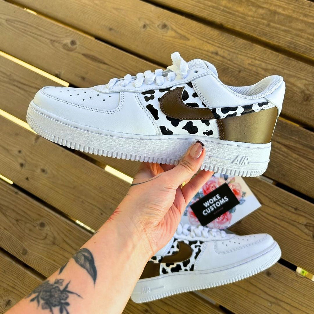 Cow Print - Air Force 1 Custom, hand-painted custom sneaker by Wokecustoms