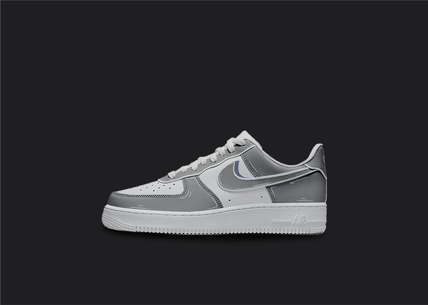 Cartoon Air Force 1s - Gray Shadow, hand-painted custom sneaker by Wokecustoms