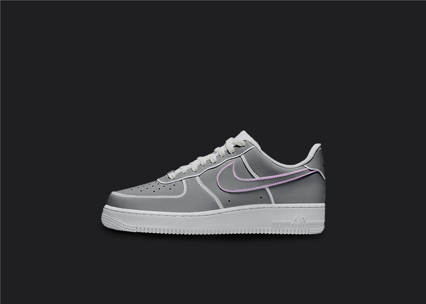 Cartoon Air Force 1s - Pink Swoosh, hand-painted custom sneaker by Wokecustoms
