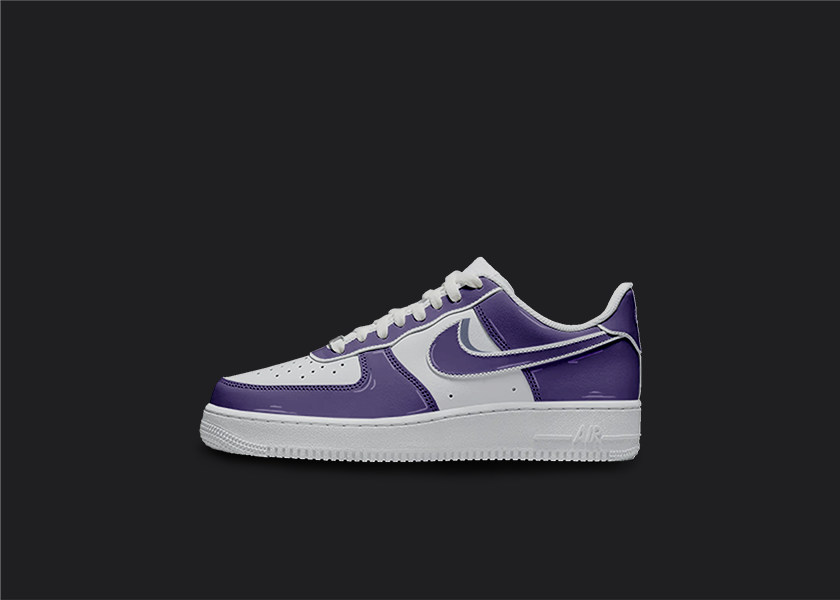 Cartoon Air Force 1s - Purple Shadow, hand-painted custom sneaker by Wokecustoms