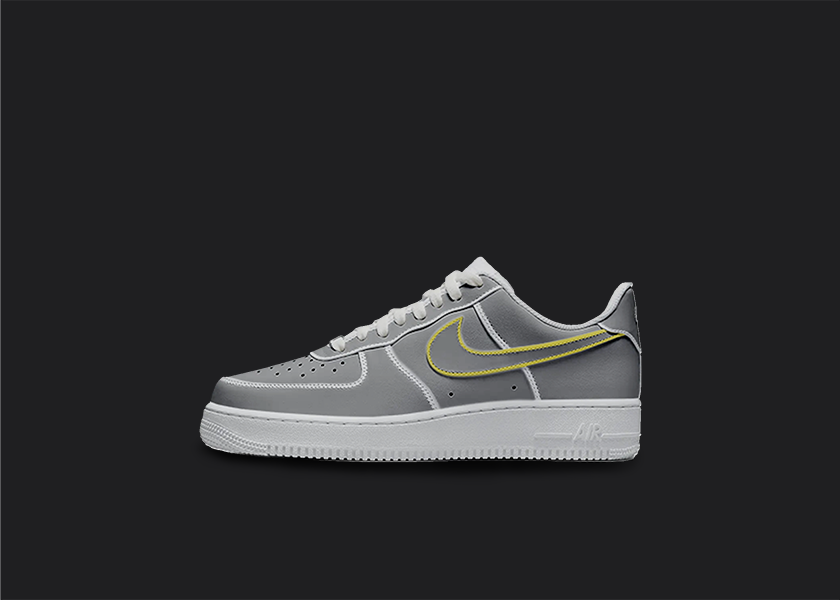 Cartoon Air Force 1s - Yellow Swoosh, hand-painted custom sneaker by Wokecustoms