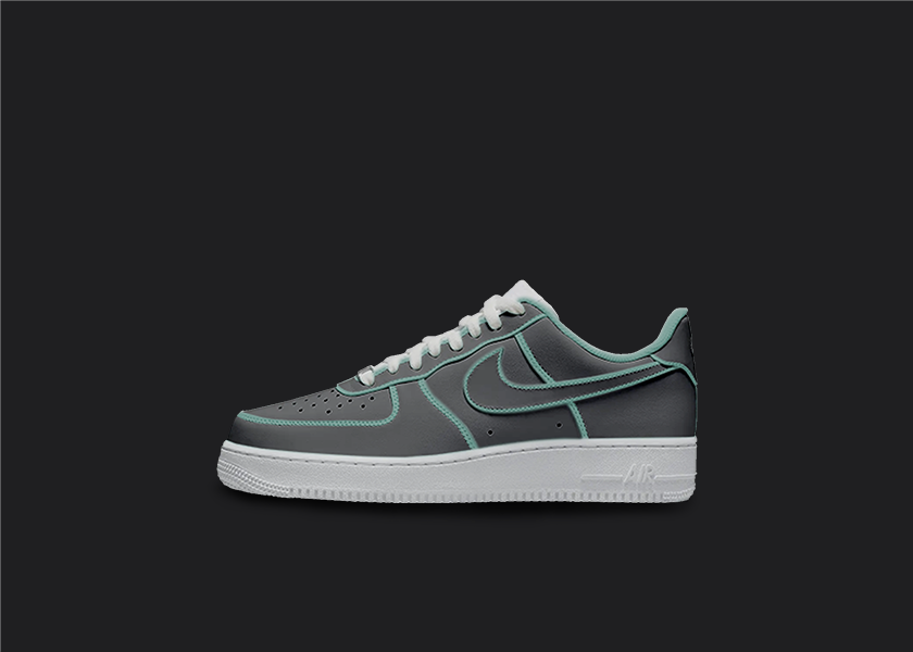 Cartoon Air Force 1s - Black & Blue, hand-painted custom sneaker by Wokecustoms