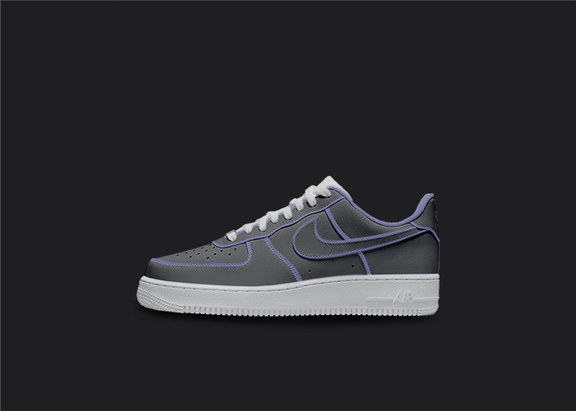 Cartoon Air Force 1s - Black & Purple, hand-painted custom sneaker by Wokecustoms