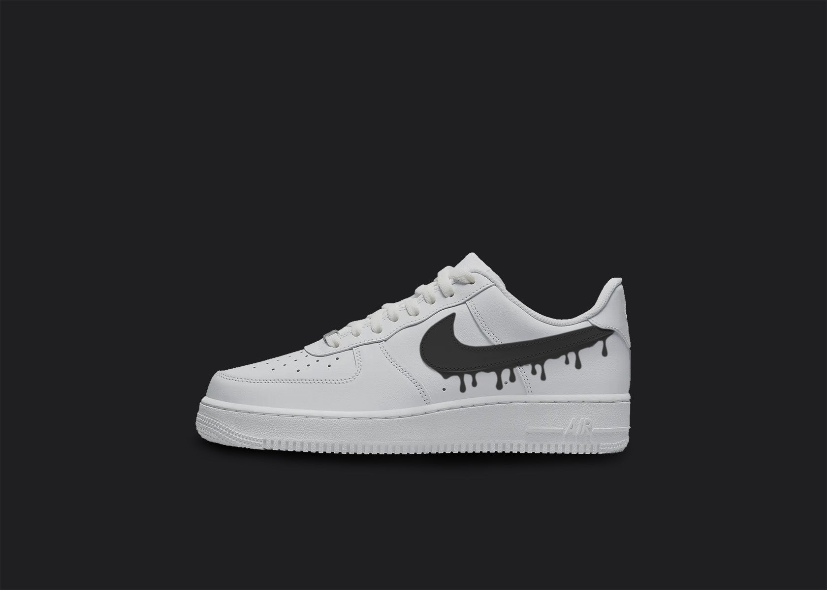 Black Drip - Custom Air Force 1s, hand-painted custom sneaker by Wokecustoms