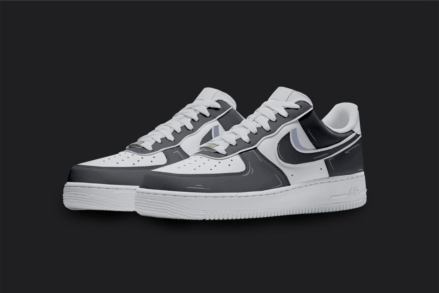 Custom Air Force Shadows Black And White Custom Air Force 1s