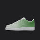 The image is of a Custom Nike Air force 1 sneaker on a blank black background. The white custom sneaker has all over Green fade design.