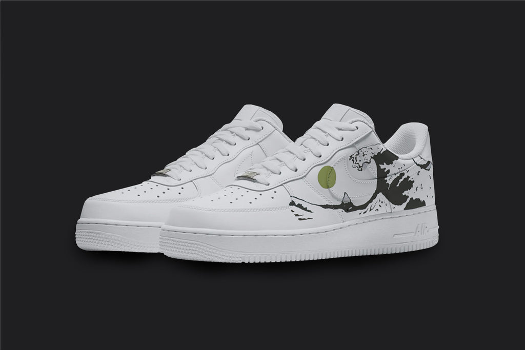 Kawasaki Waves - Custom Air Force 1s, hand-painted custom sneaker by Wokecustoms