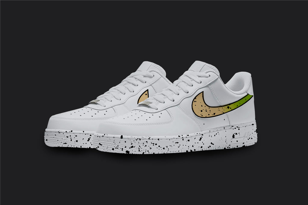 Orange Splatter - Air Force 1s, hand-painted custom sneaker by Wokecustoms